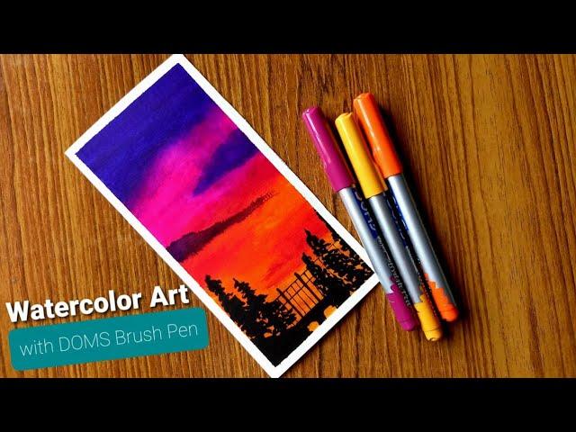 Evening Scenery and Bridge Watercolor Drawing With DOMS Brush Pen / Art and Travel