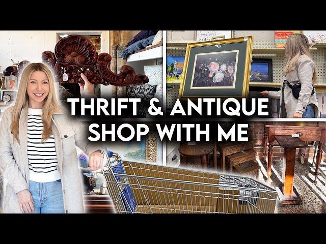 THRIFT + ANTIQUE SHOP WITH ME | HOME DECOR STYLING TIPS