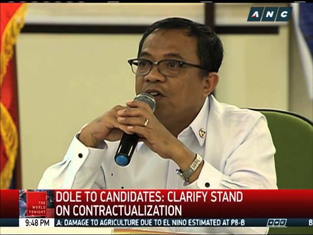 DOLE to candidates: Clarify stand on contractualization