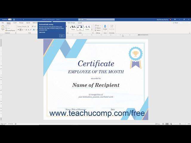 Word 2019 and 365 Tutorial Saving Documents Microsoft Training