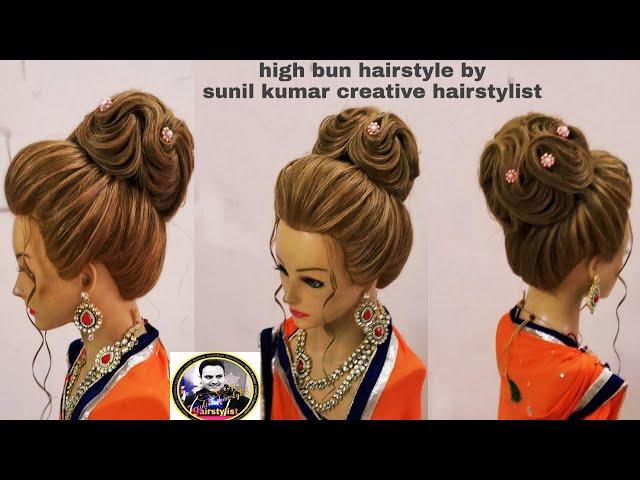 Latest High bun hairstyle hair tutorial/ how to make waves High bun / high bun hairstyle /high judha