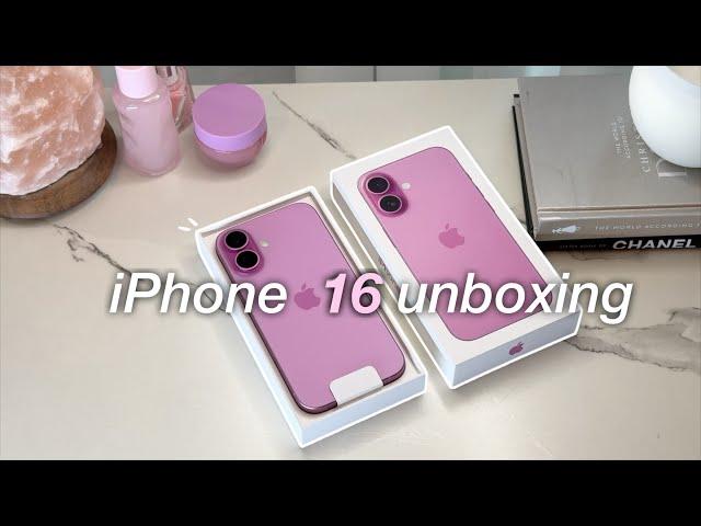 iPhone 16 aesthetic unboxing (pink)  setup, customization, accessories