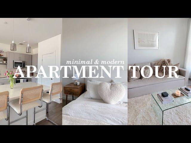 APARTMENT TOUR: minimal, modern & cozy 1 bed, 1 bath outside of Boston! 