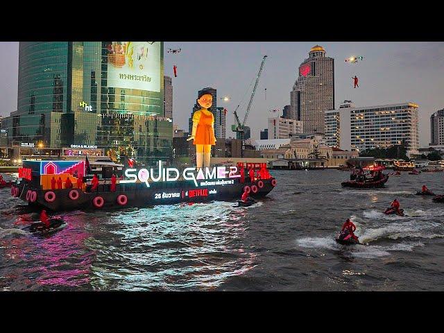  1$ Bangkok Sunset Ferry Ride | ICONSIAM Night Walk & Squid Game 2 Event | Thailand 4K HDR