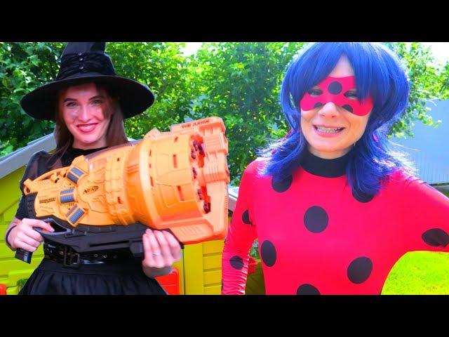 Nerf War Lady Bug VS Bewitching Witch