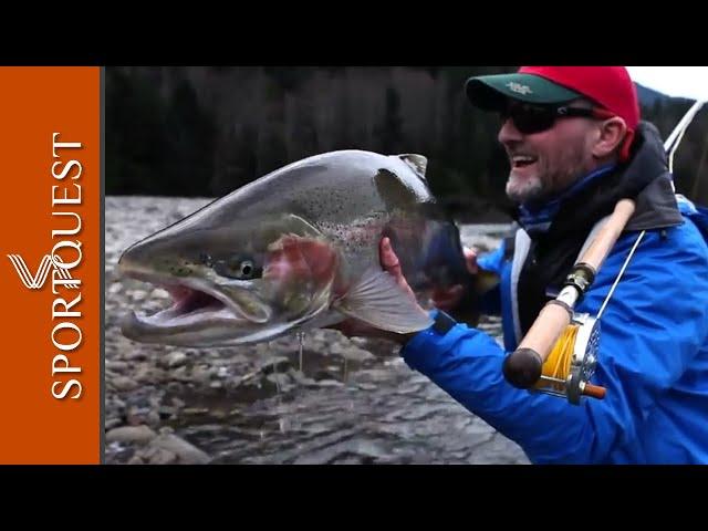 Fly fishing for Steelheads on the Skeena River, BC Canada