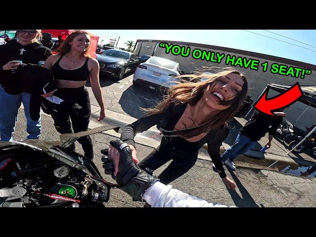 She Backpacked on My Ninja H2 To Huge Bike Event!