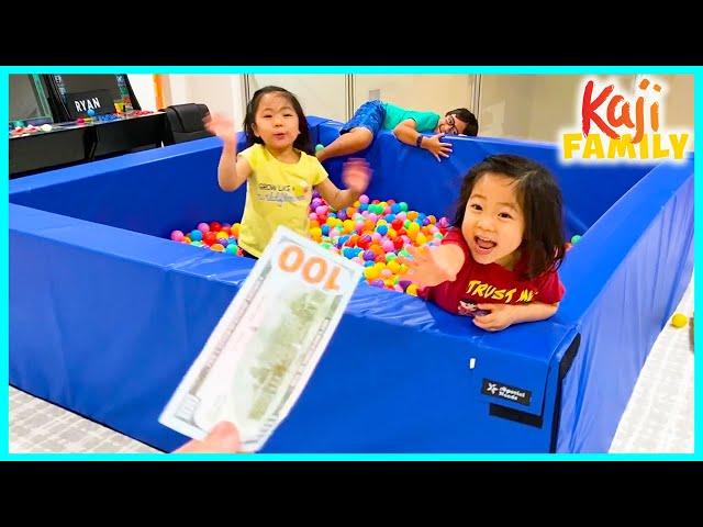 24 hrs in the Ball Pit Challenge Wins with Ryan Emma and Kate!!!