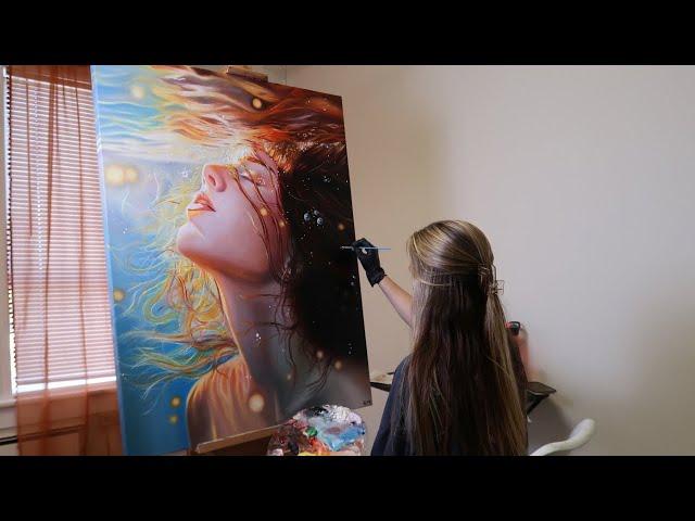 Hyperrealism Underwater Portrait Painting Time Lapse - “Embrace”