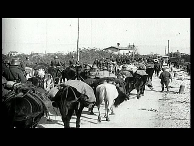 Austro-Hungarian troops advancing following  the battle of Caporetto, Italy, duri...HD Stock Footage