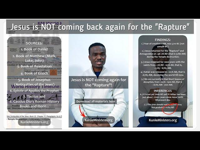 Kunle Ministers that Jesus is NOT Coming back for Rapture as Scripture and History teach.