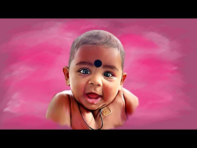 Cute baby ️ Realistic Digital Oil Painting Process | Photoshop Paint Tutorial | Art with Osh