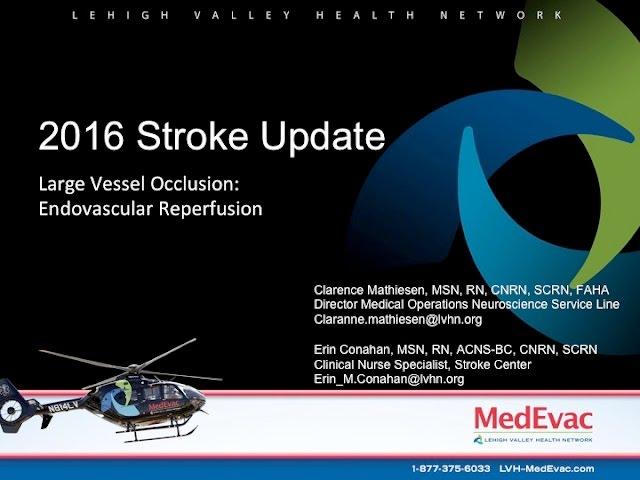 Stroke Update 2016 (Part 3 of 3): Large Vessel Occlusion: Endovascular Reperfusion
