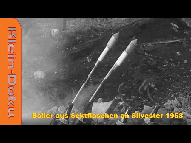 Böller aus Sektflaschen an Silvester 1958