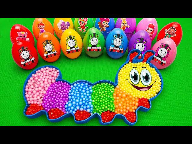 Satisfying ASMR | Make Rainbow Cute Worm Bathtub by Mixing Floam SLIME in Rainbow Eggs CLAY Coloring