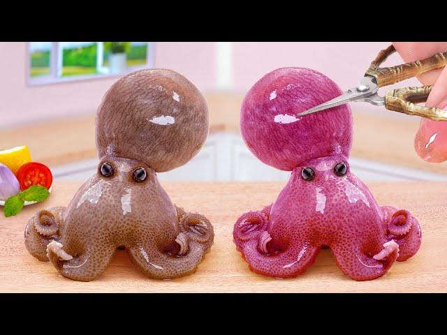 The Godzilla and Tina  Best Of Miniature Japanese Deep Fried Tiny Octopus ️ Tina Mini Cooking