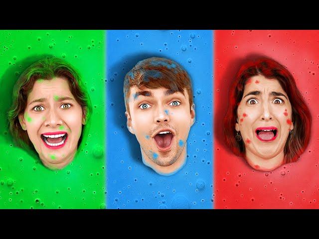 24 HOURS INSIDE ONE COLORED SLIME POOL CHALLENGE!! By 4HYPE