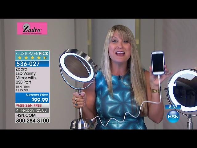 Zadro Beauty Products on HSN (LED Lighted Vanity Mirror with Rechargeable Battery & USB Port)