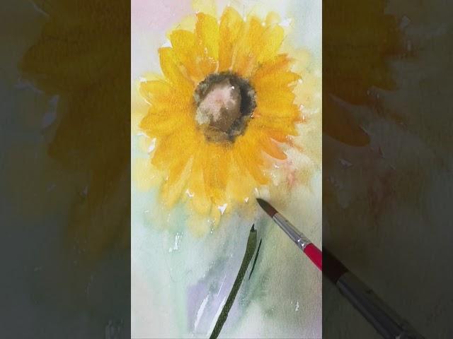 How to Paint a Bright and Happy Sunflower in Watercolor #shorts