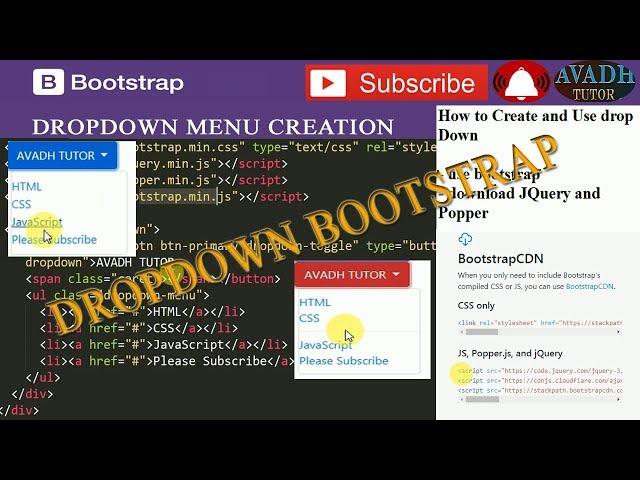 dropdown in bootstrap || responsive dropdown menu || avadh tutor