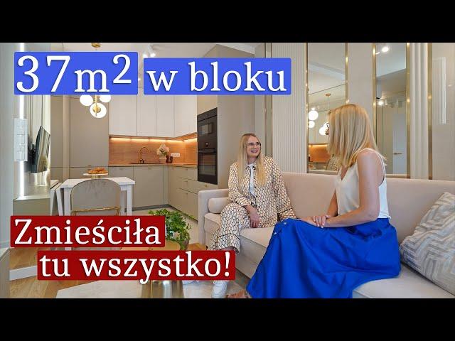 MAŁE mieszkanie 37m2 - Zmieściła tu wszystko! Wygodne wnętrza M2 w bloku  ŁAZIENKA 4m2 jak MARZENIE