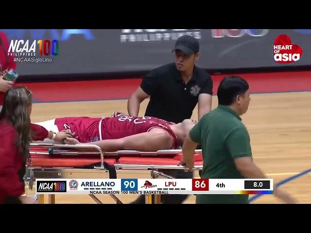 JM Bravo of the LPU Pirates collapsed during the fourth quarter of the Arellano-LPU match | NCAA 100