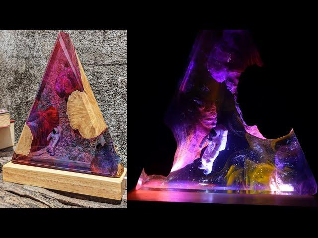 How To Make an Galaxy Lamp With Wood and Epoxy resin