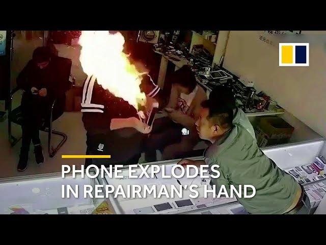 Phone explodes in repairman's hands in China