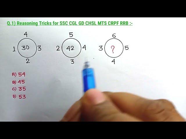 रीज़निंग / SSC GD  CGL CHSL MTS RRB Reasoning Question Paper | SSC  Reasoning Tricks 2024 ||