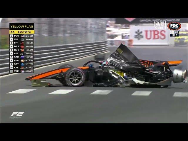 Jake Hughes BIG Crash F2 Qualifying at Monaco!!