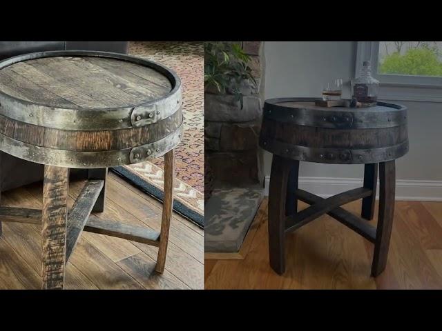 WoodArtDeal - Bourbon Barrel Half End Table | Whiskey Barrel Furniture