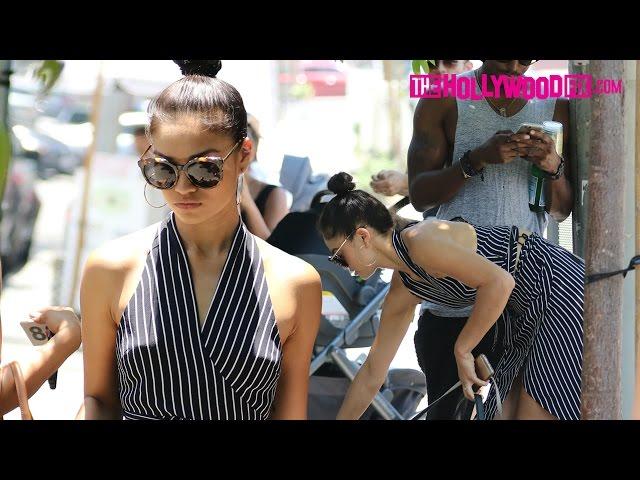 Shanina Shaik & DJ Ruckus Have Lunch Together At Urth Cafe In West Hollywood 6.18.16