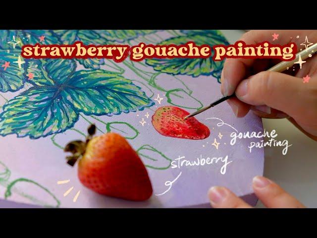 strawberry gouache painting ⋆⭒˚｡⋆