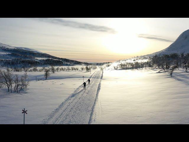 Ta skidbussen och skida genom Ösjödalen tillbaka till Bruksvallarna