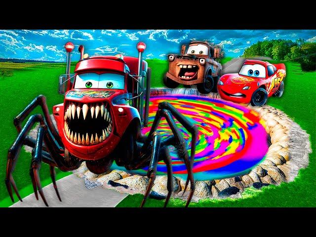 Rainbow Pit Transform In Big & Small Monster Truck Spider Mack Truck Head Eater | Beam.NG Drive