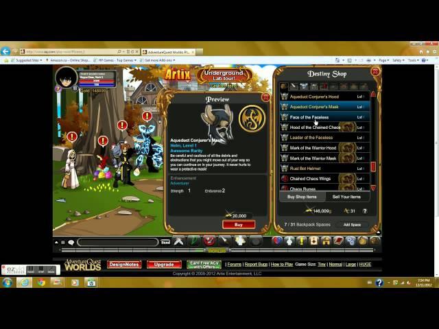 Chrono-Destiny Shop in Adventure Quest Worlds