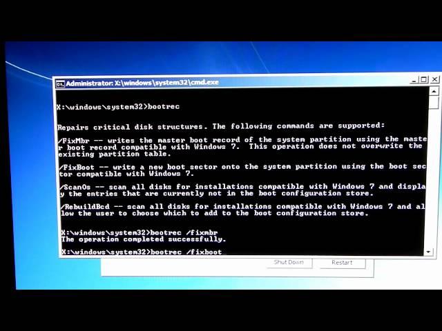 Fix the Windows 7 Bootloader using a Windows Recovery Disc