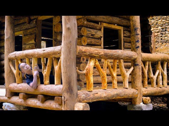 How To Build A Log Railing, Twig Railing | Building a log Cabin (Ep13)