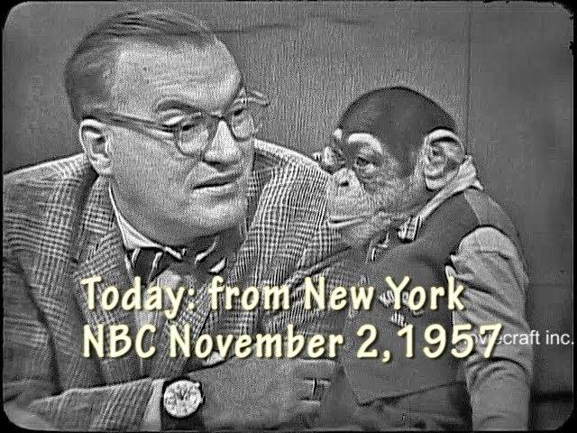 Today 1957. NBC's Today Show with Dave Garroway. New York. News, weather, and Kokomo Jr. the chimp.