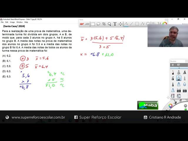 MABA CONCURSOS  -  SANTA CASA  -  2024 - MÉDIA ARITMÉTICA PONDERADA  -  Com prof. Cristiano Andrade