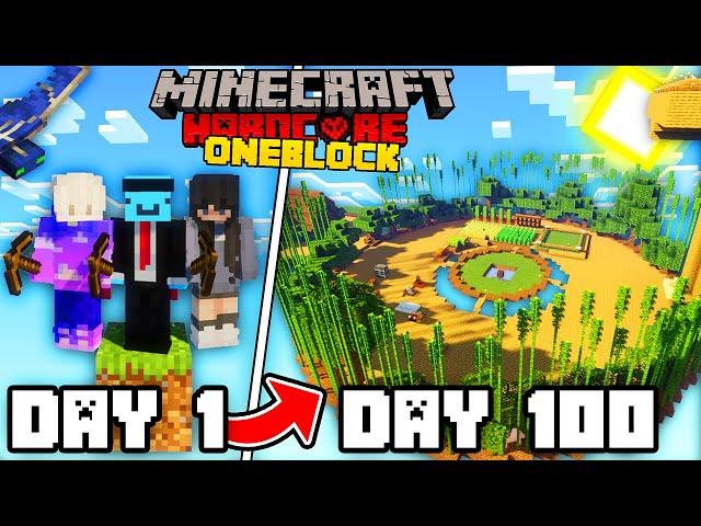 We Survived 100 Days on ONE BLOCK in Minecraft Hardcore...