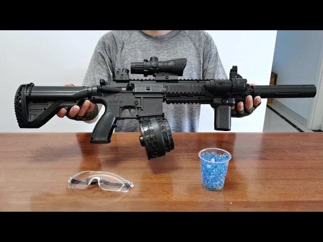 M416 Gel Blaster with Drum Unboxing 2022 - Electric Splatter Ball Toy Gun