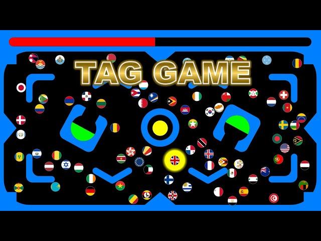 Marble Tag Game ~200 countries marble race #18~ in Algodoo | Marble Factory