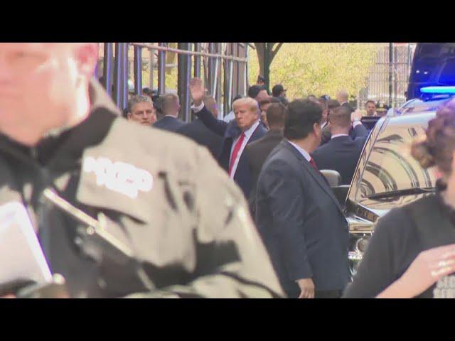 Former President Trump arrives at courthouse in Manhattan for arraignment