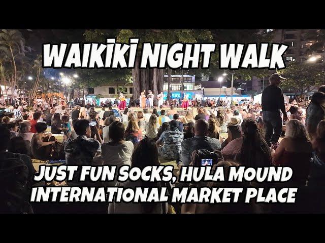 Waikiki Night Walk | Hyatt Regency Resort & Spa | Just Fun Socks | International Market Place