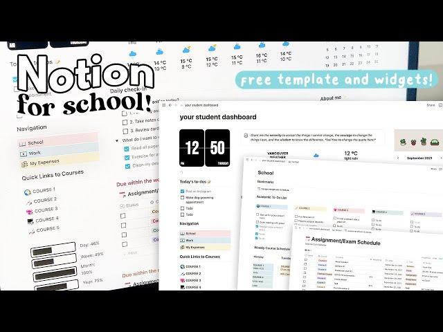 How to organize for school with Notion!  | Free template + widgets 