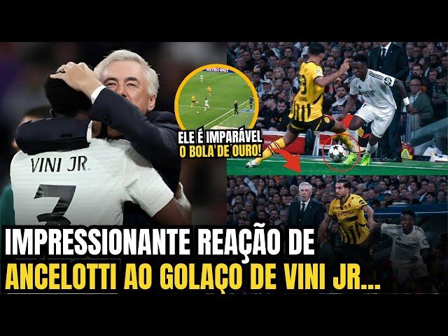 EITA!! OLHA A REAÇÃO DE ANCELOTTI APÓS GOLAÇO DE VINICIUS JR CONTRA BORUSSIA!!