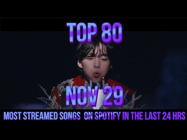 TOP 80 MOST STREAMED SONGS ON SPOTIFY IN THE LAST 24 HRS NOV 29