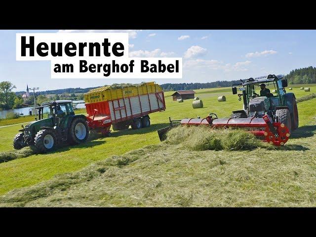 Heuernte am Berghof Babel mit Kammschwader und Doppelmessermähwerk von BB Umwelttechnik