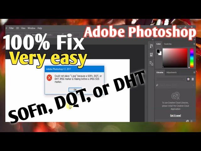 How To Fix SOFn, DQT, or DHT, JPEG maker is missing | Adobe photoshop.